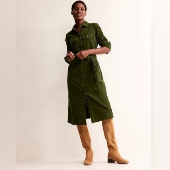 Boden Dresses & Skirts - Boden Eloise cord midi shirt dress kale green size 2 new with tags. D0800